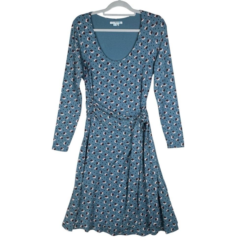 Boden Silvia Wrap Dress Size 10R Print Fall Pattern Midi Long sleeve Jersey